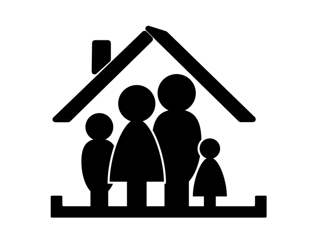 obrázek rodiny, nakreslené čtyři černé figurky